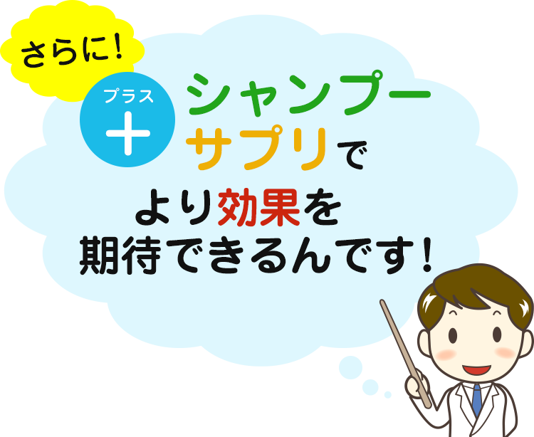 さらに！+シャンプー/+サプリでより効果を期待できるんです！